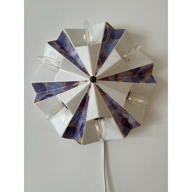 Blue Ceramic Pan Lamp from Scheurich, 1970s For Sale - Image 8 of 8