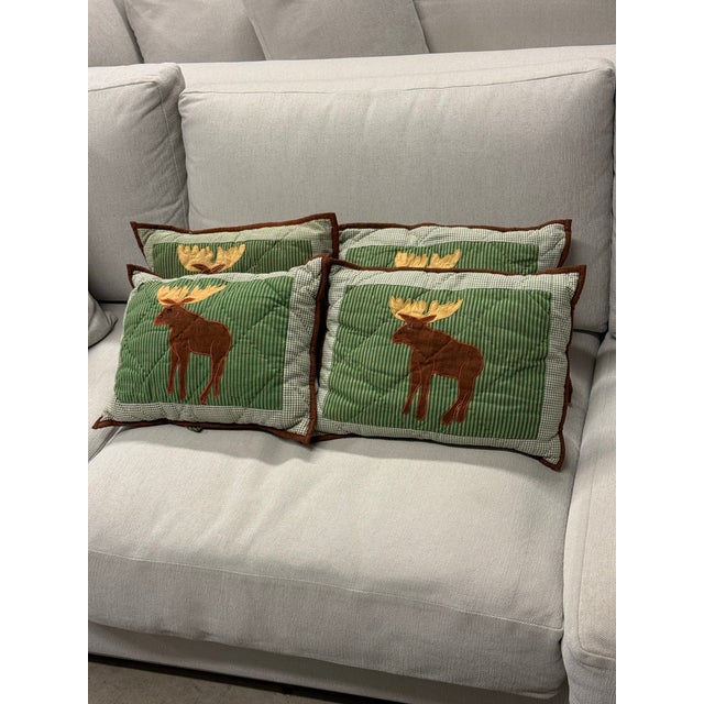 White Arrows Home Moose Appliqué Pillows, Set of Four For Sale - Image 10 of 12