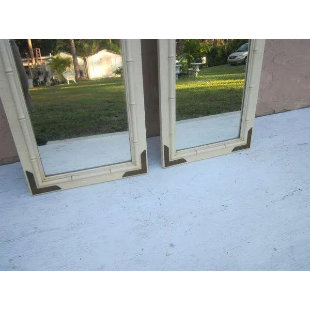 1970s Vintage Hollywood Regency Style Thomasville Mirror White Rectangle - Set of 2 For Sale - Image 5 of 13