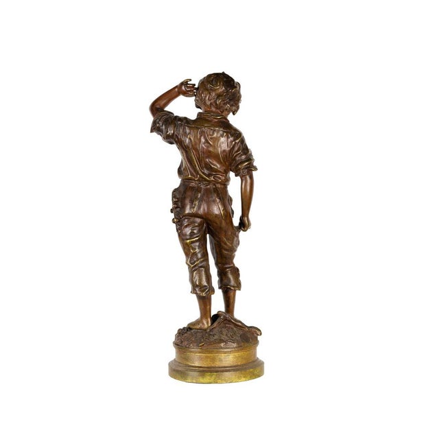 Charles Anfrie, Boy Sculpture, 1800s, Bronze For Sale - Image 4 of 11