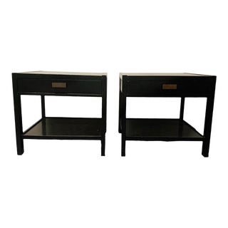 Black End Table Nightstands in the Style of Paul McCobb, a Pair For Sale
