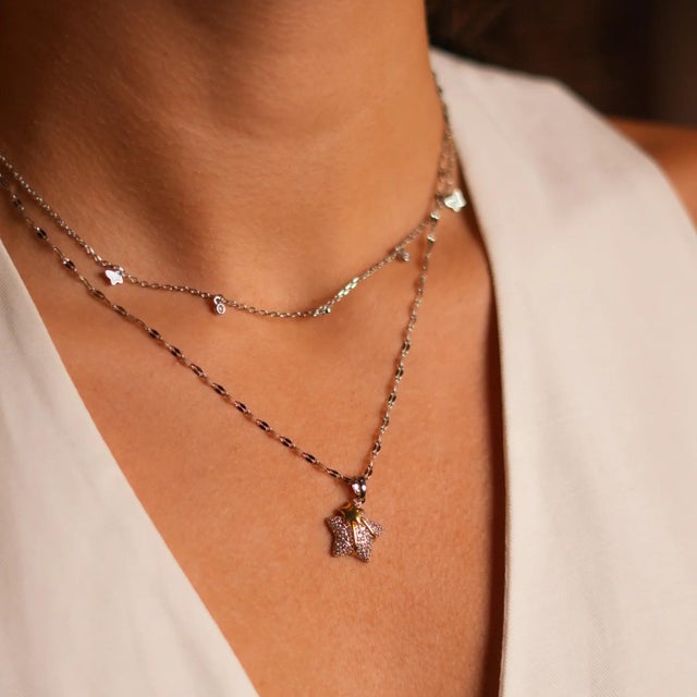 Shine Your Light Sparkly Star Silver Necklace For Sale - Image 4 of 8