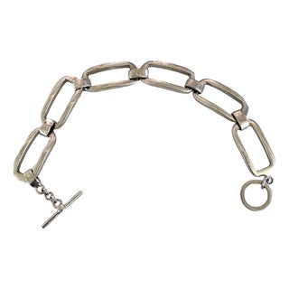 Vintage Sterling Silver Rectangular Link Bracelet For Sale
