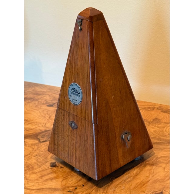 1960s Vintage Mid-Century Czechoslovakian Prim Working Mechanical Metronome in Wood Circa 1960's For Sale - Image 5 of 12