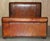 Handmade in America, Ralph Lauren European King size bed with fully restored, hand dyed, Cigar Brown leather upholstery. A...