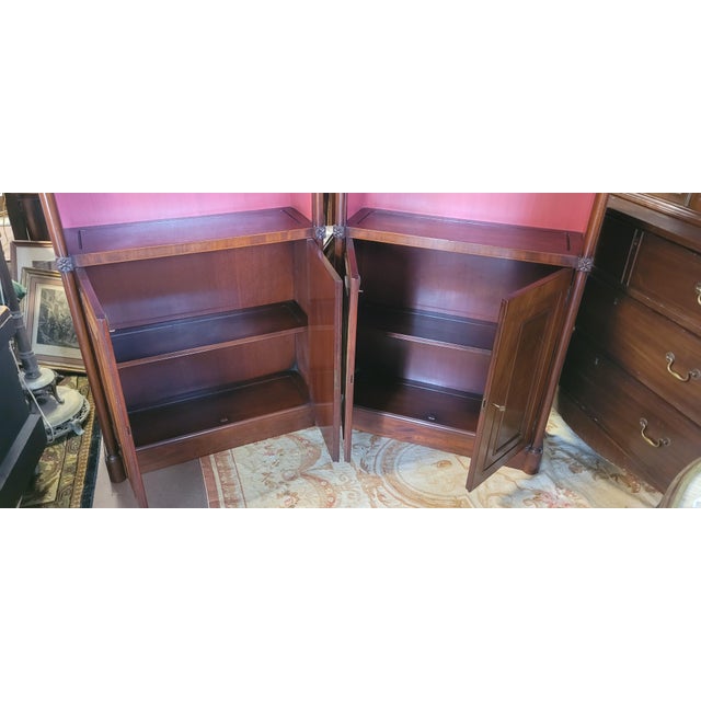 Wood Pair of Fine 1950s Arch Top Tall Bookcases For Sale - Image 7 of 15