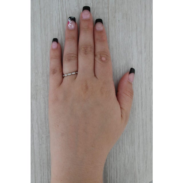 2010s 0.20ctw Diamond Band 18k White Gold Stackable Wedding Ring Size 6 For Sale - Image 5 of 8