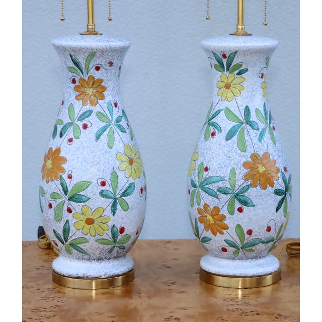 1960's Bitossi Pottery Table Lamps With Brass Hardware For Sale - Image 9 of 17