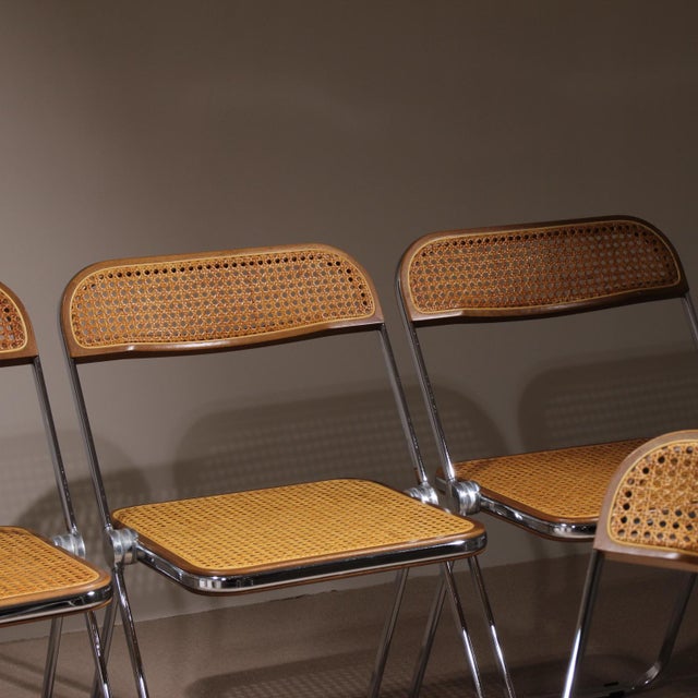 Plia Folding Chairs with Cane by Giancarlo Piretti for Anonima Castelli, 1970s, Set of 4 For Sale - Image 13 of 15