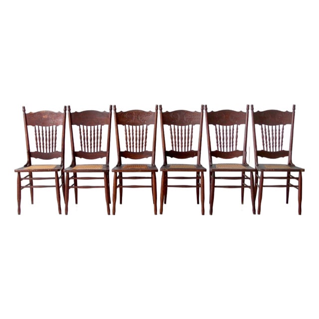 Antique Press Back Dining Chairs Set of 4 For Sale