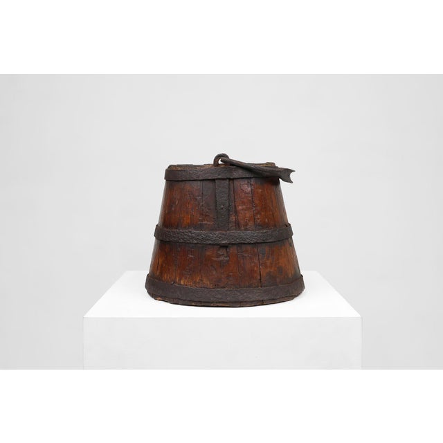 French Handmade Wooden Bucket, 18th Century For Sale - Image 4 of 11
