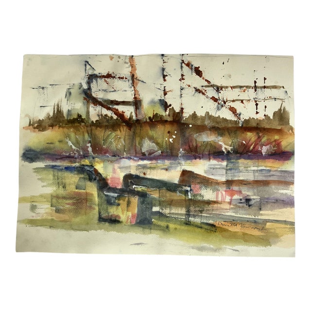 1980’s Original Double Sided Abstract Landscape Painting Signed For Sale