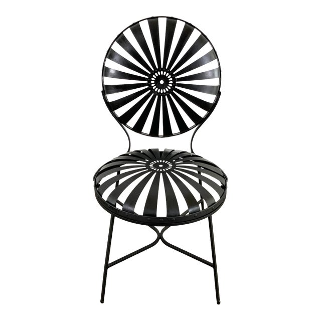 Antique Francois Carre Black Sunburst Garden Chair For Sale
