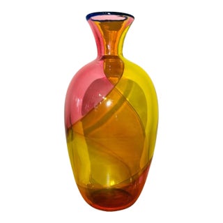1960s Murano Glass Vase Carnevale Prometeo Tricolor Signed For Sale