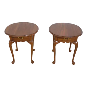 Pair Henkel Harris Cherry 1 Drawer Lamp Tables W. Drawer