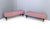 Mid-Century Modern Vintage Benches with Red Patterned Fabric Upholstery, Italy, Set of 2 For Sale - Image 3 of 15