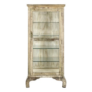 Showcase on Wooden Legs with Beige Patina For Sale