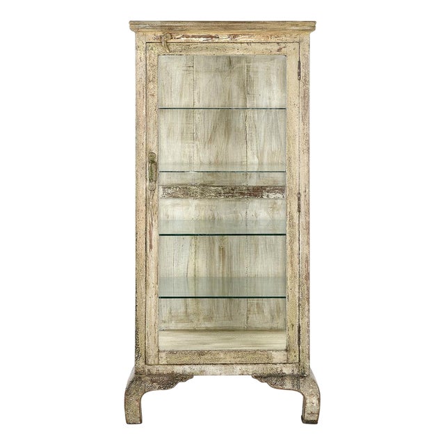 Showcase on Wooden Legs with Beige Patina For Sale
