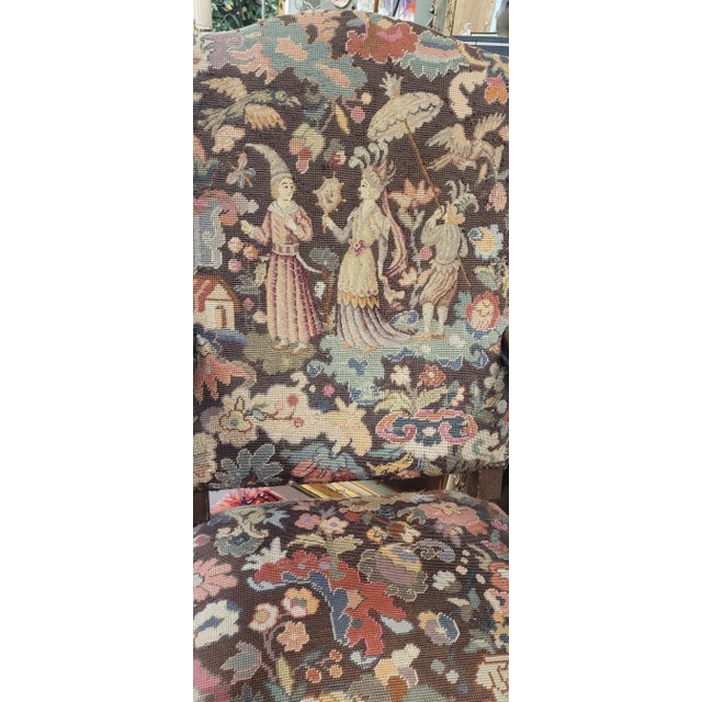 Brown Ca 1890 Jacobean Needlepoint Arm Chair For Sale - Image 8 of 18