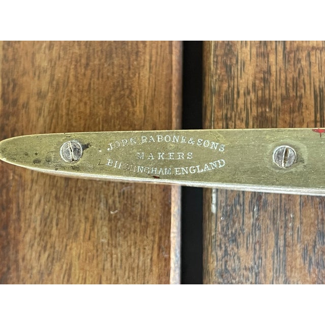 Art Nouveau Antique Spirit Level Boat Shaped Double Vial John Rabone & Sons Birmingham No 1626 For Sale - Image 3 of 6