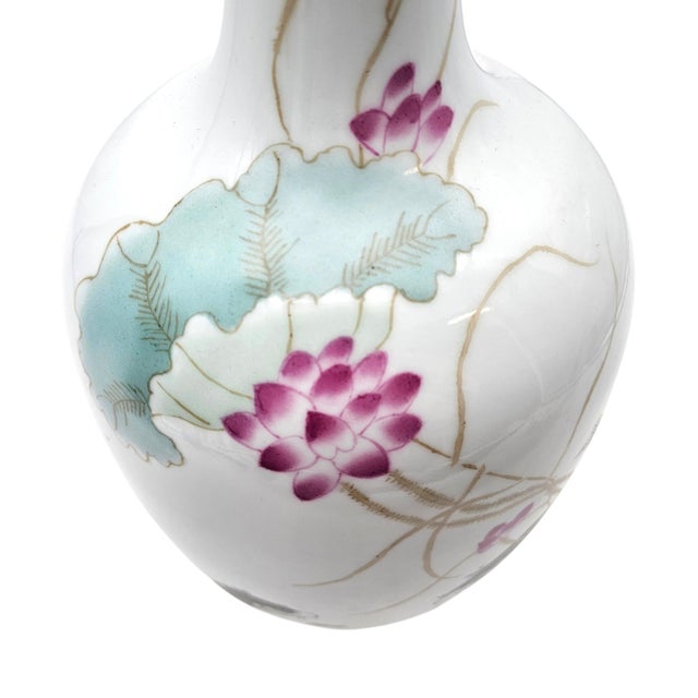 Jingdezhen Fencai Lotus and Koi Tall Porcelain Studio Vase, 18.5 Inches For Sale - Image 14 of 16