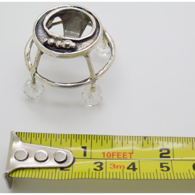 Metal Vintage Italian Handmade Genuine Silver & Crystal Glass Baby Walker Rare Dollhouse Miniature For Sale - Image 7 of 9