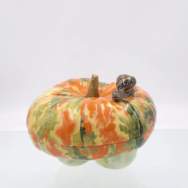 Porcelain Pumpkin Small Box, Circa 1950 For Sale - Image 9 of 9
