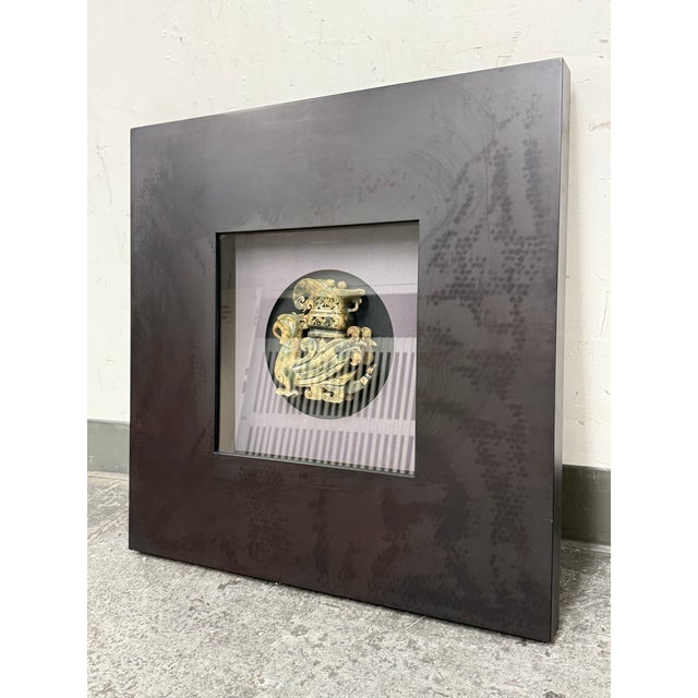 Design Plus Gallery presents a Green Jade “Vase on Phoenix” Decorative Plaque in Shadowbox. This framed decorative plaque...