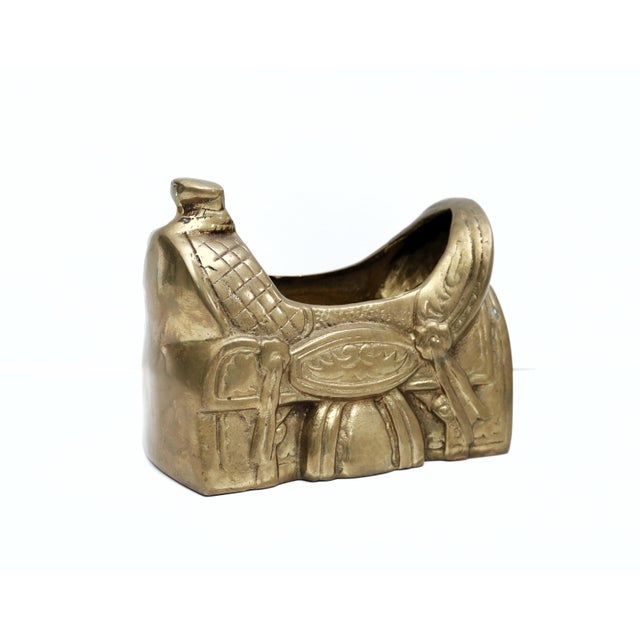 Metal Vintage Brass Saddle Planter: Farmhouse Decor For Sale - Image 7 of 11
