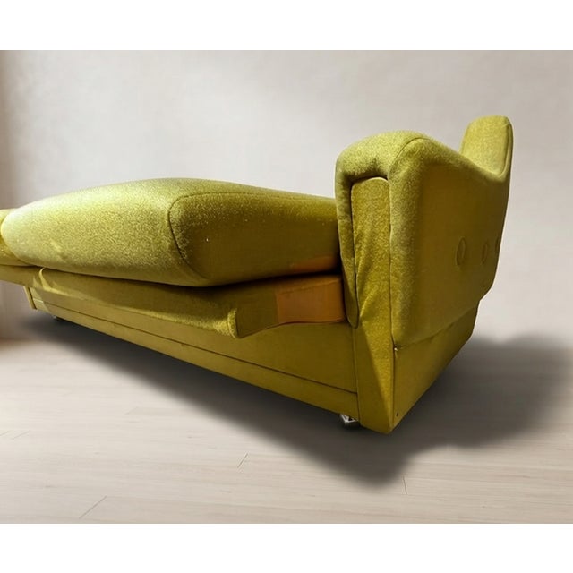 Mid-Century Folding Sofa Bed in Mustard, Czechoslovakia, 1930s, in Good conditions. Designed 1920 to 1949