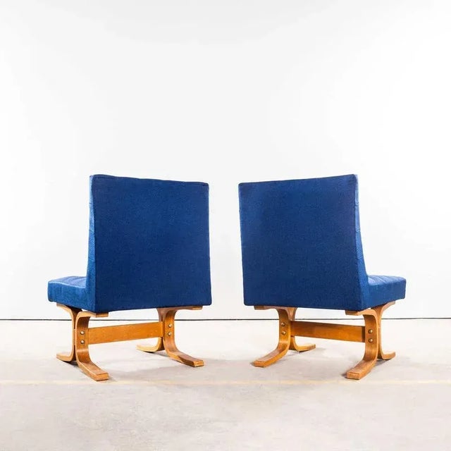 1970s Blue Chair in Beech from Drevopodnik Holesov, 1970s For Sale - Image 5 of 11
