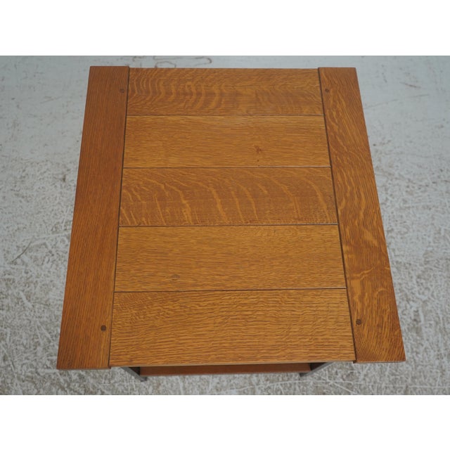 Stickley Pair Stickley Mission Oak Iron Base Lamp Tables For Sale - Image 4 of 15
