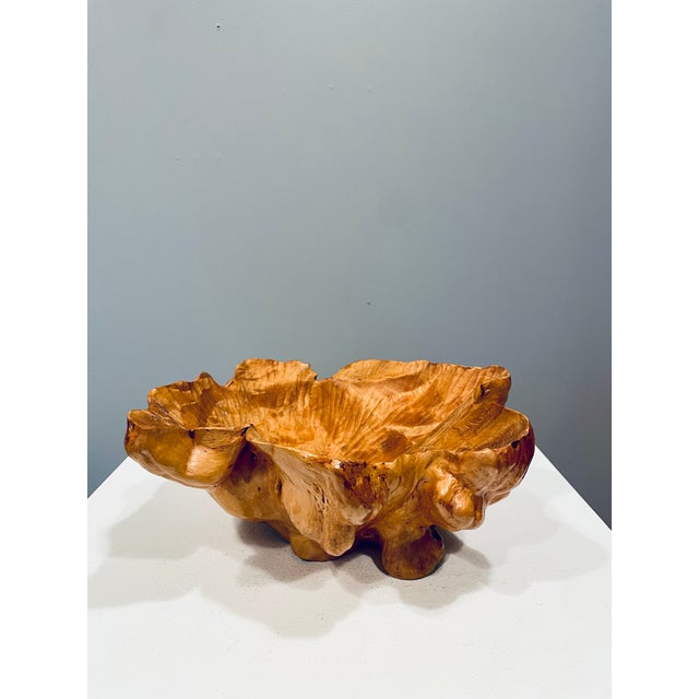 Wood Large Vintage Swedish Burl Wood Bowl, 1940s For Sale - Image 7 of 7