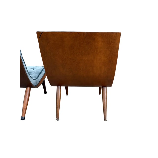 Mid Century Modern Bentwood Scoop Chairs Attributed to Carter Brothers Newly Reupholstered Mohair - Set of 2 For Sale - Image 11 of 11