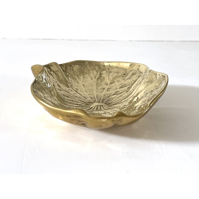 Solid Brass Lotus Leaf Bowl / Catchall - Virgina MetalCrafters For Sale - Image 10 of 11