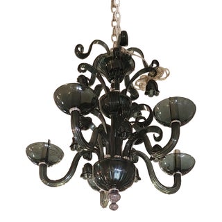 1990s 5 Lights Murano Glass Chandelier For Sale