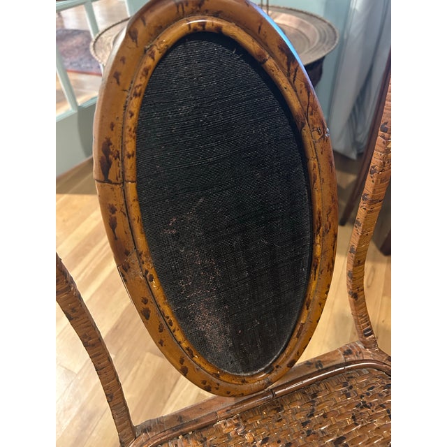 Vintage British Colonial Style Faux Bamboo Tortoise Finish Writing Desk With Matching Chair For Sale - Image 12 of 12