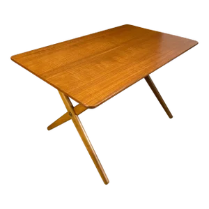 1960s Hans J. Wegner Mid Century Modern Accent Table with Teak X Base
