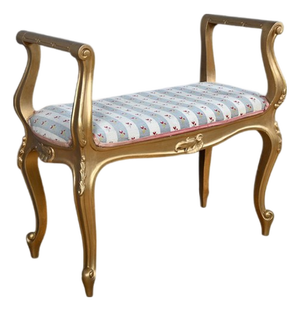 Small Early 20th Century Louis XV Bench with Gilded Wood Armrests