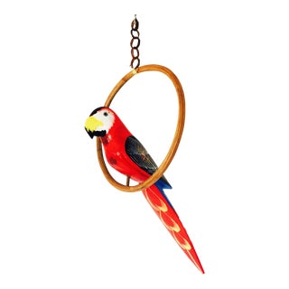 Vintage Hanging Wood Parrot For Sale
