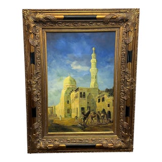 The Mosque of Kaid Bey Cairo Oil on Canvas For Sale