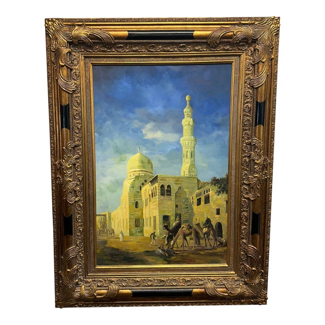 The Mosque of Kaid Bey Cairo Oil on Canvas For Sale