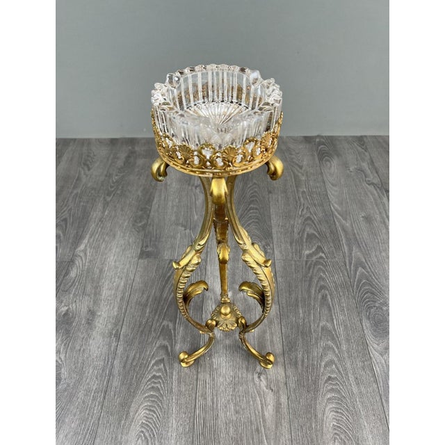 20th Century Standing Ashtray in Gilt Bronze and Crystal For Sale - Image 9 of 10