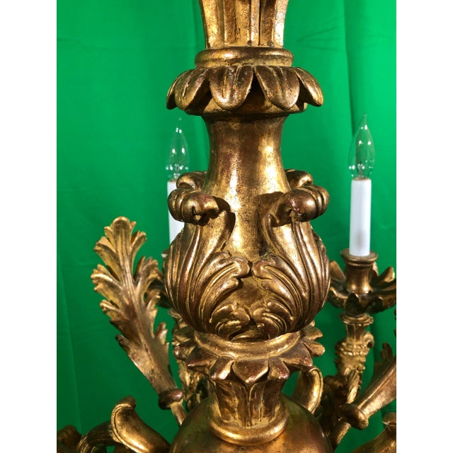 Vintage Italian Hand Carved Eight Light Chandelier For Sale - Image 12 of 13
