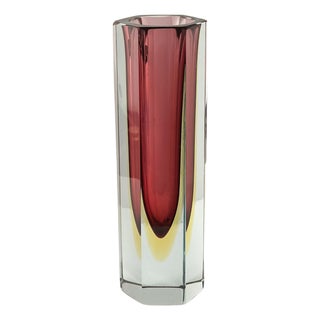 Murano Glass Faceted Sommerso Vase by Mandruzzato, 1960s For Sale