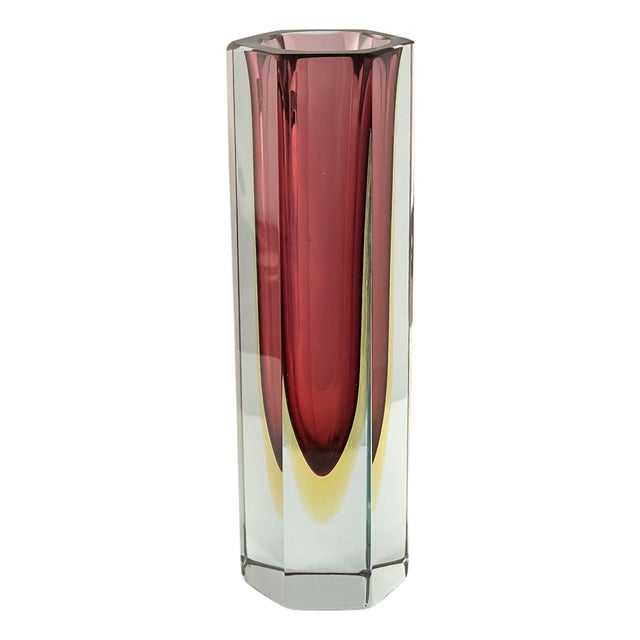 Murano Glass Faceted Sommerso Vase by Mandruzzato, 1960s For Sale
