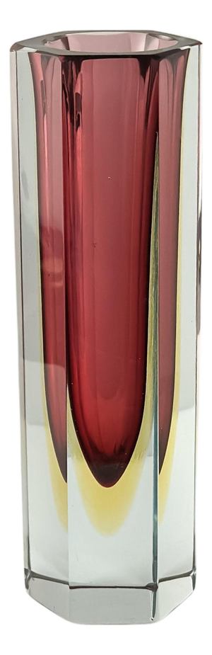 Murano Glass Faceted Sommerso Vase by Mandruzzato, 1960s