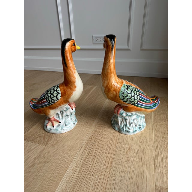Large, Rare Vintage Italian Mottahedeh Peking Duck Figurines – Hand Painted (Pair) For Sale - Image 10 of 10