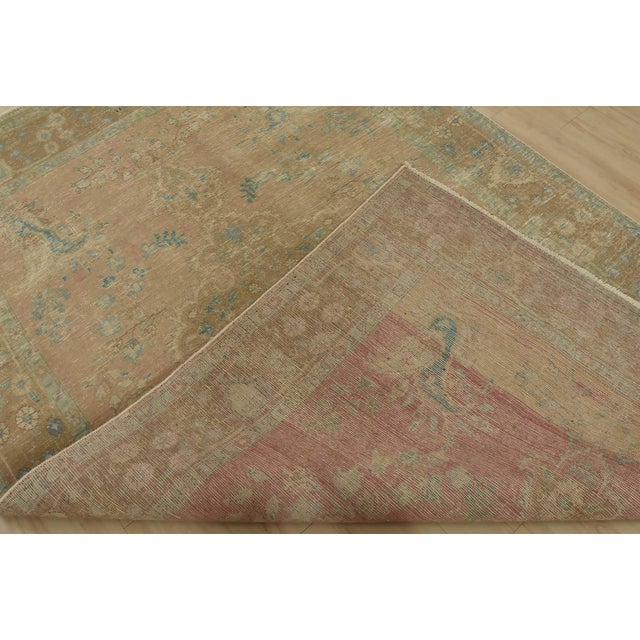 Tabriz Rug 6’2” X 9’3” Pink Wool Vintage Distressed Hand-Knotted Carpet For Sale - Image 14 of 15