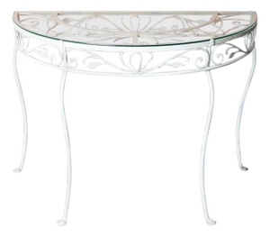 Wrought Iron Demi Lune Console Table Attributed to John Salterini, 1940s